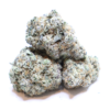 Skywalker Kush cannabis flower with dense frosty buds, orange hairs and green and purple tones